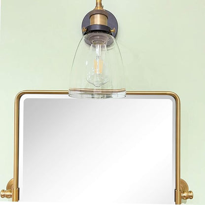 TEHOME 20 x 24 inch Farmhouse Gold Metal Framed Pivot Rectangle Bathroom Mirror Rounded Rectangluar Tilting Beveled Vanity Mirrors for Wall