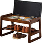 latifolia Solid Wood Bench, Entryway Shoe Bench with Cushion, Flip-Open Storage Compartment, 2-Tier Shoe Organizer(Black,21.65''L)