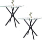 Small Side Coffee Table Set of 2 with Metal Legs, Tempered Glass Square Modern End Table for Living Room Sofa Home Office (2 Pieces, Black, 20"×20"×22")