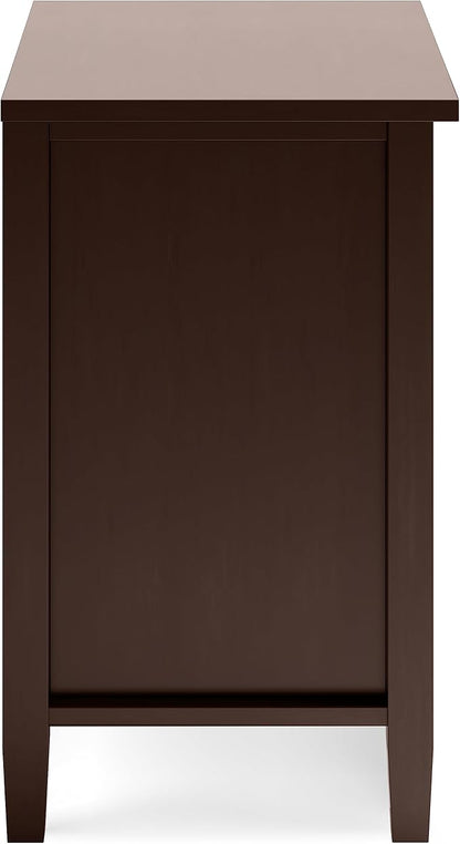 SIMPLIHOME Warm Shaker SOLID WOOD 24 Inch Wide Transitional Bedside Nightstand Table in Russet Brown, For the Living Room and Bedroom