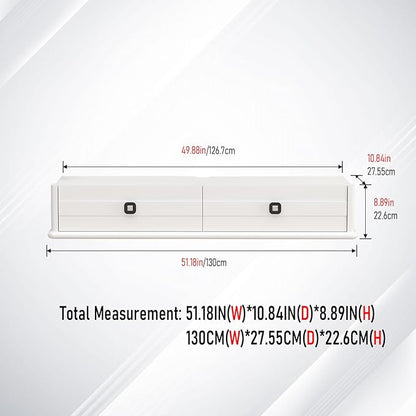 Pmnianhua High Gross Floating TV Stand,51'' Solid Wood Wall Mounted TV Console,Floating Entertainment Center with Door and Drawer,Under TV Shelf for TVs up to 60''(White)