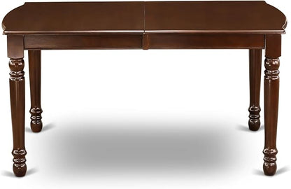 East West Furniture DOT-MAH-T Dover Dining Table - a Rectangle Wooden Table Top with Butterfly Leaf & Stylish Legs, 42x78 Inch, Mahogany