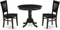 East West Furniture ANVA3-BLK-W 3 Piece Kitchen Table Set for Small Spaces Contains a Round Dining Room Table with Pedestal and 2 Dining Chairs, 36x36 Inch, Black