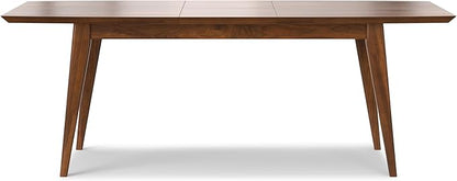 SIMPLIHOME Draper Extendable Dining Table, Solid Wood Walnut Veneer in Walnut, 66-84 x 40 inches, Mid-Century Modern-Style Rectangular Expandable Kitchen Table with Butterfly Leaf for 6+ People
