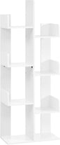 VASAGLE Bookcase, Tree-Shaped Bookshelf with 8 Storage Shelves, Rounded Corners, White 9.8D x 19.7W x 55.1H in, Engineered Wood