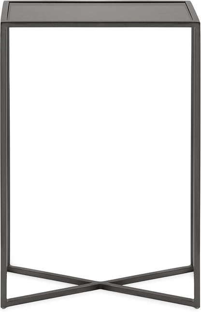 Kate and Laurel Jaspur Modern Narrow End Table, 16 x 8 x 24, Tinted Glass and Gray Metal, Decorative Contemporary Glass and Metal Side Table for Use as Bedroom Nightstand or Living Room Accent