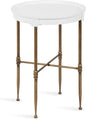 Kate and Laurel Valdi Modern Round Side Table; 19 x 26; White and Antique Gold; Glam Circle End Table with Geometric Metal Base and Raised Edge Tabletop
