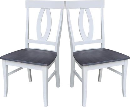 International Concepts Set of Two Cosmo Verona Chairs, White/Heather gray