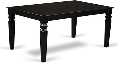 East West Furniture LGPF7-BLK-C 7 Piece Kitchen Table Set Consist of a Rectangle Dining Table with Butterfly Leaf and 6 Linen Fabric Upholstered Dining Chairs, 42x84 Inch, Black