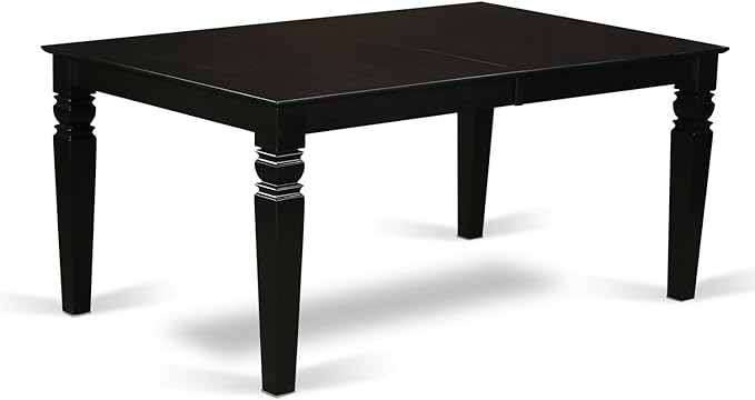 East West Furniture LGDR7-BLK-24 7 Piece Dining Table Set Consist of a Rectangle Dinner Table with Butterfly Leaf and 6 Black Color Linen Fabric Parson Chairs, 42x84 Inch, Black