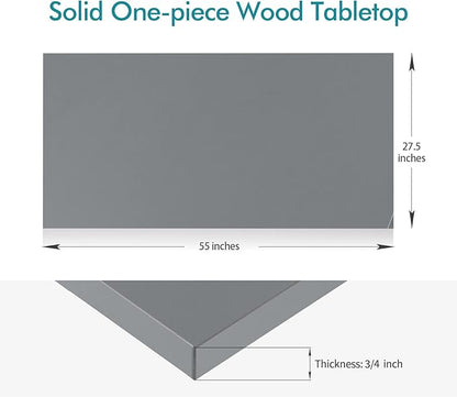 Kaboon Universal Tabletop 55x27.5 in Silver Grey, Melamine Table Tops One-Piece Sit Stand Desk Top, Home and Commercial use