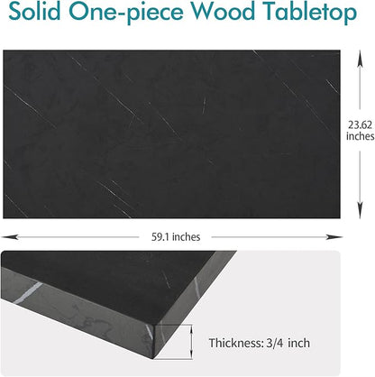 Kaboon Universal Tabletop 59.1"x23.62", Solid One-Piece Melamine Table Top, Double Desk L-Desk DIY, Home and Office Countertop, Cloud Atlas/Black Marble