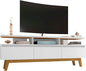 Manhattan Comfort Yonkers 71 Inch Mid Century Modern TV Stand with Storage, 3 Flip Down Door, Hole for Wire Management, Fits Up to 60" Television, Durable & Versatile Console Table, White