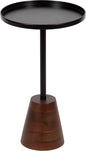 Kate and Laurel Tira Round Side Table, 14 x 14 x 24, Walnut Brown Wood and Black, Decorative Pedestal Style End Table for Use as a Bedroom Nighstand or Living Room Accent