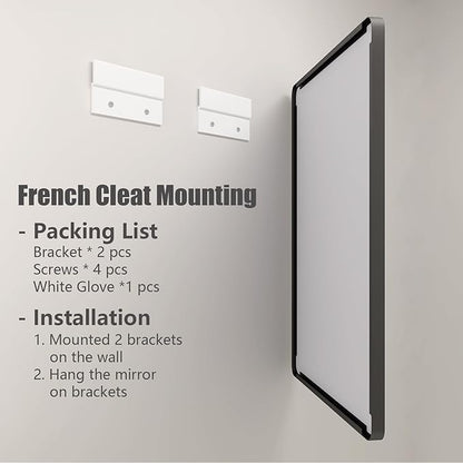 CHAMROR 20x30 Inch Black Metal Framed Bathrrom Mirror for Wall, Black Rounded Rectangle Mirror, Matte Black Bathroom Vanity Mirror, Anti-Rust, Tempered Glass, Hangs Horizontally or Vertically