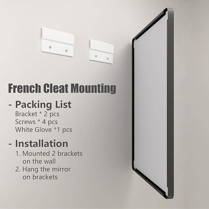 16x24 Inch Black Metal Framed Bathrrom Mirror for Wall, Matte Black Rectabgle Mirror, Rounded Corner, Anti-Rust, Hangs Horizontally or Vertically