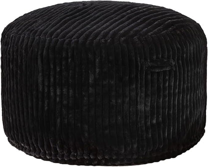 Hobestluk 4ft Bean Bag Chairs for Adults Large Beanbag Chair with Dutch Corded Plush Cover Big Bean Bag Chair for Living Room Bedroom Dorm Office - Black (44" x 44" x 24")