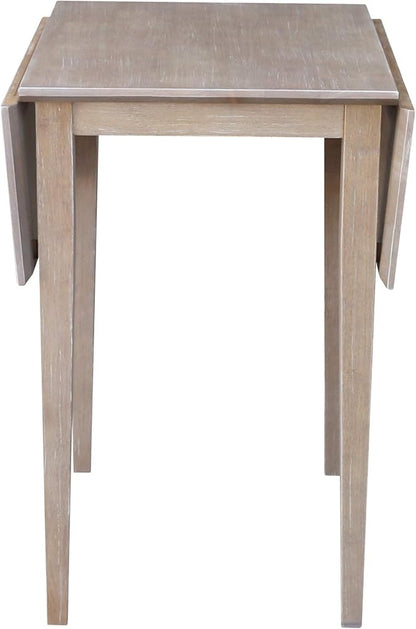 IC International Concepts, Solid Wood Small Drop Leaf Dining Table, Solid Real Wood, Sturdy Parawood,36 X 22 X 29, Minimum Assembly, Washed Gray Taupe