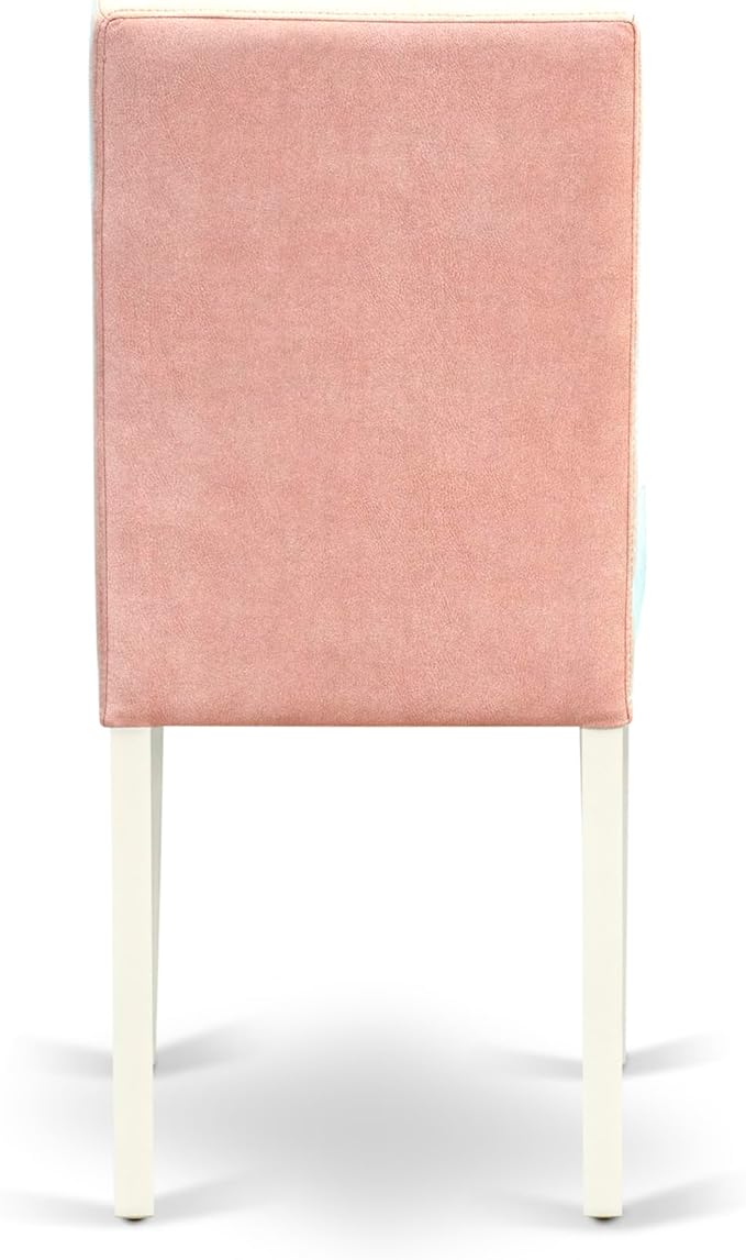 East West Furniture VAAS7-LWH-42 7 Piece Dining Table Set consists A Wooden Table and 6 Beige Red Polyester Fabric Parson Chairs with Stylish Back- Linen White Finish