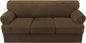 H.VERSAILTEX Sofa Cover 4 Piece T Cushion Sofa Slipcovers Thick Velvet Couch Cover Stretch T Cushion Sofa Covers for 3 Cushion Couch with 3 Individual T Cushion Covers, Bronze Brown