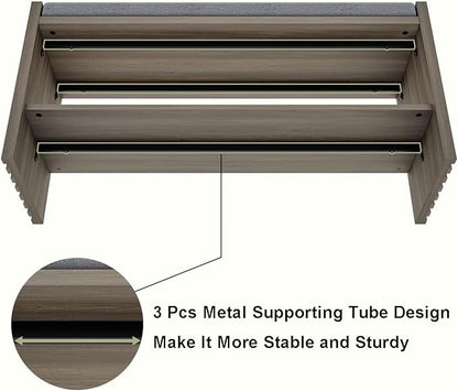 BON AUGURE Shoe Storage Bench, Entryway Bench with Cushion, Ottoman Benches for Bedroom, Living Room, Shoe Rack Seat for Hallway Entry (Greige Oak, 40 Inch Wide)