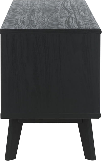 SAFAVIEH ESMA TV Stand for up to 65" Flatscreen – Black, Sliding Doors with Interior Storage, Entertainment Media Console (MED9640B)