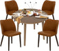 COLAMY 5-Piece Extendable Dining Table Set for 4, 36" Kitchen Round Wood Table with 4 Wooden Dining Room Chairs,Light Brown/Light Brown