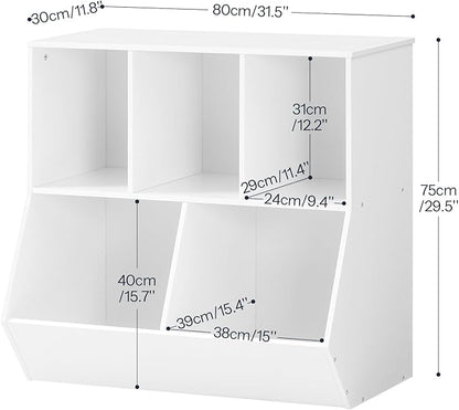 HOOBRO Kids Bookshelf, Bookcase Footboard, 31.5" L Toy Storage Cubby, Children's Toy Shelf, Toy Storage Cabinet, Fit for Children's Room, Playroom, Hallway, Kindergarten, White WT328CW01