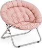 MoNiBloom Round Folding Saucer Chair for Bedroom Living Room Dorm Foldable Metal Frame Comfy Soft Lounge Lazy Cozy Moon Chair for Teens (Pink)