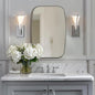 ANDY STAR Brushed Nickel Bathroom Mirror, 20x30’’ Oval Mirror for Bathroom, Brushed Nickel Oblong Mirror with Metal Frame Wall Mounted for Living Room, Bedroom