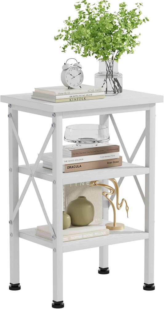 VECELO Modern Nightstands X-Design Side End Table Night Stand with Storage Shelf for Bedroom,Living Room