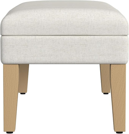 HomePop Home Decor | Upholstered Decorative Storage Ottoman Bench | Ottoman Bench with Storage for Living Room & Bedroom | Decorative Home Furniture, Cream Textured Woven