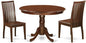 East West Furniture HLIP3-MAH-W 3 Piece Modern Dining Table Set Contains a Round Wooden Table with Pedestal and 2 Dining Chairs, 42x42 Inch, Mahogany