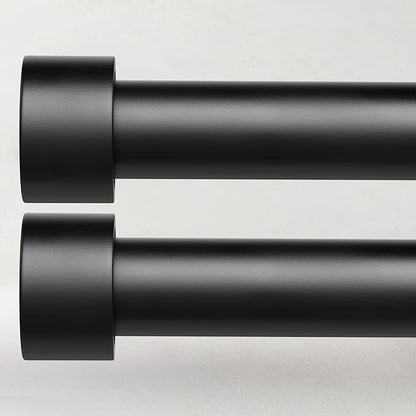 2 Pack Curtain Rods for Windows 28 to 48 Inch(2.3-4ft), 1 Inch Black Adjustable Heavy Duty Curtain Rod Set, Modern Outdoor Drapery Rods for Patio Bedroom, Size 32"- 60"