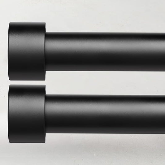 2 Pack Curtain Rods for Windows 28 to 48 Inch(2.3-4ft), 1 Inch Black Adjustable Heavy Duty Curtain Rod Set, Modern Outdoor Drapery Rods for Patio Bedroom, Size 32"- 60"