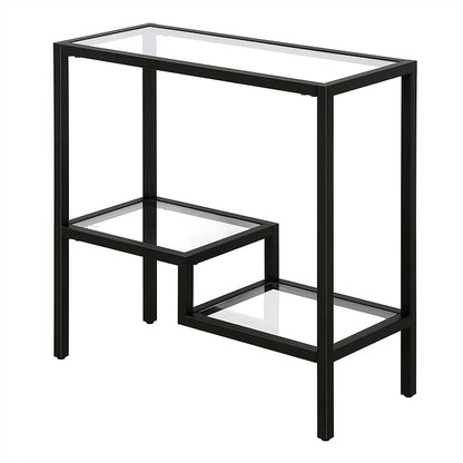 Henn&Hart 24" Wide Rectangular Side Table in Blackened Bronze, Table for Living Room, Bedroom