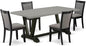 East West Furniture V697MZ650-5 5 Piece Dining Set Includes a Rectangle Dining Room Table with V-Legs and 4 Dark Gotham Grey Linen Fabric Upholstered Chairs, 40x72 Inch, Multi-Color