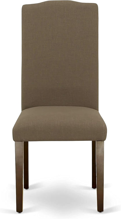East West Furniture NDEN3-MAH-18 3 Piece Dining Set Contains a Rectangle Dining Room Table with Dropleaf and 2 Dark Coffee Linen Fabric Upholstered Chairs, 30x48 Inch, Mahogany