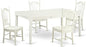 East West Furniture DOVE5-LWH-W 5 Piece Dining Set Includes a Rectangle Dining Room Table with Butterfly Leaf and 4 Wood Seat Chairs, 42x78 Inch, Linen White