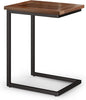 SIMPLIHOME Skyler 16-inch Wide Solid Mango/Metal Industrial C-Shaped End Table in Dark Cognac Brown/Black for Living Room, Office, or Bedroom, Assembled