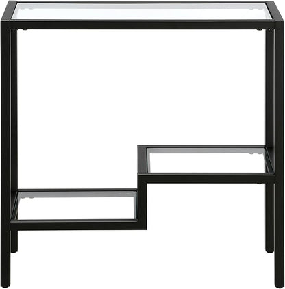 Henn&Hart 24" Wide Rectangular Side Table in Blackened Bronze, Table for Living Room, Bedroom