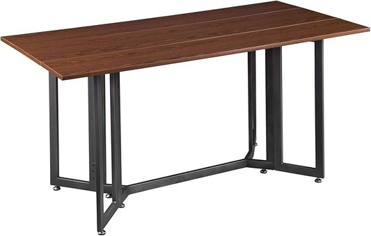 SEI Furniture Driness Drop Leaf Convertible Console to Dining Table, Dark Tobacco, Gunmetal Gray