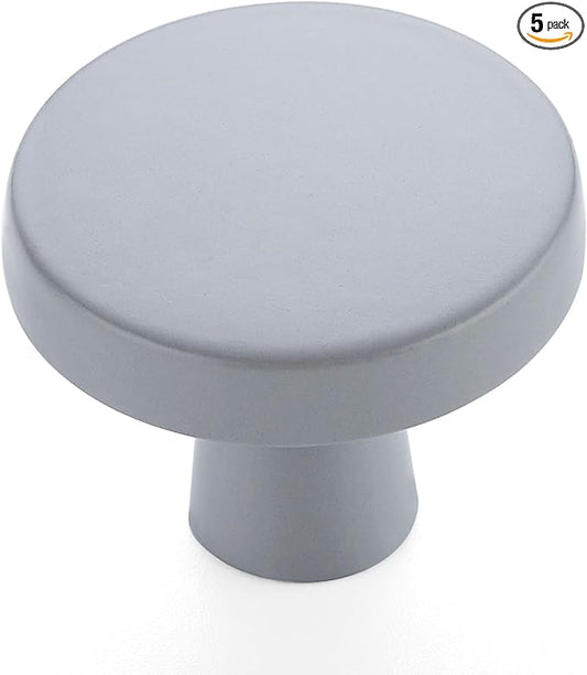 Ravinte 5 Pack Drawer Pulls 1-1/4 Inch Kitchen Cabinet Knobs Solid Round Dresser Drawer Knobs Grey Dresser Knobs Drawer Knobs Simple Cabinet Hardware for Cupboard Drawer Pulls