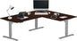 Progressive Desk Height Adjustable Computer Standing Desk - L Shaped 70" x 55" Corner Electric Stand Up Rising Workstation - Roasted Walnut, Gray Frame