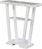 Convenience Concepts Newport V Console Table 31.5" - Modern Sofa Table with Storage Shelves, Narrow Entryway Hall Table for Living Room, Display Accent Table, White Faux Marble/White