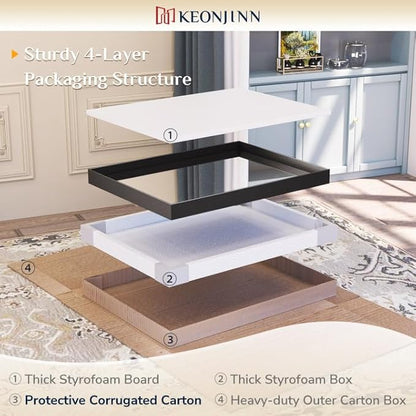 Keonjinn Black Bathroom Mirror 16 x 20 Inch Metal Framed Matte Black Mirror, Rectangular Wall Mount Mirror Square Corner Modern Farmhouse Bathroom Vanity Mirror for Over Sink(Horizontal/Vertical)