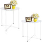 Garden 4 you End Table Metal Side Table Round Folding Tray Cyan Sofa Small Accent Fold-able Table, Round End Table Tray, Next to Sofa Table, Snack Table for Living Room and Bed Room,White
