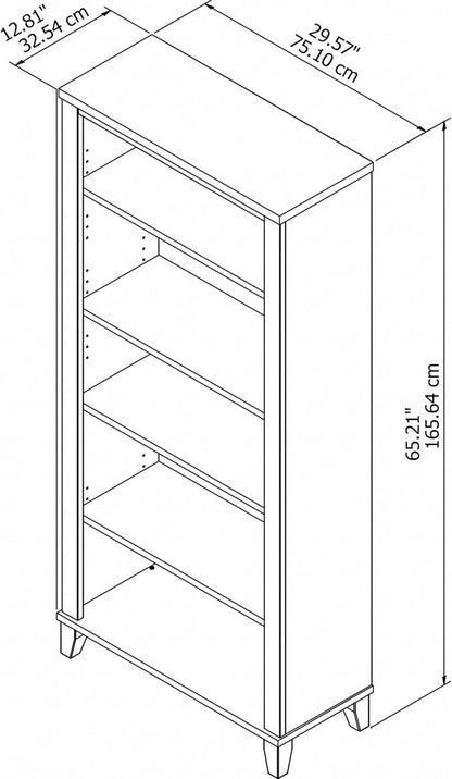 Bush Furniture WC81465 Bookcase, Bookshelf, Large Book Living Room, Home Office, or Entryway, Tall 5 Shelf, Maple Cross