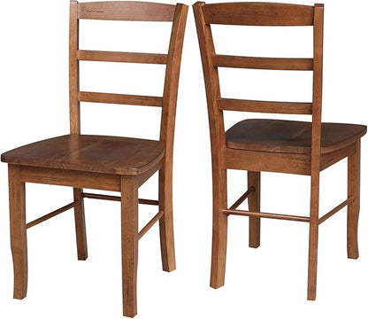 IC International Concepts Set of Two Madrid Ladderback Dining Chairs, Distressed Oak