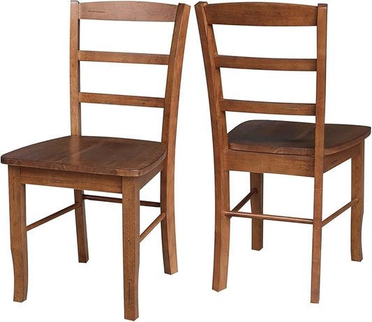IC International Concepts Set of Two Madrid Ladderback Dining Chairs, Distressed Oak
